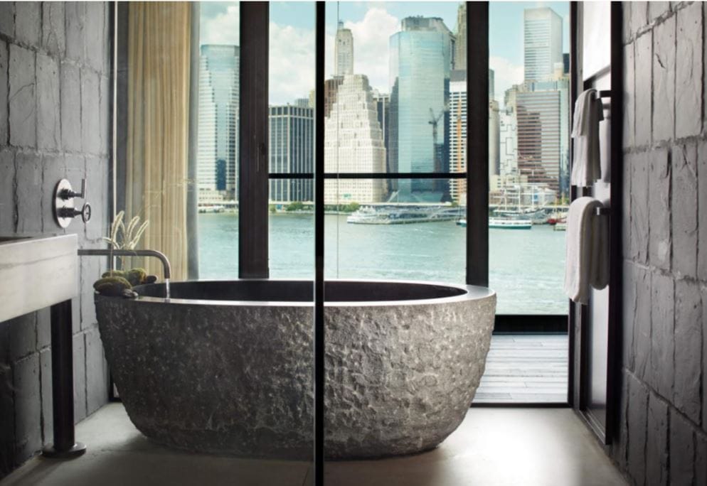 Hôtel à New York - 1 brooklyn Bridge - Baignoire vue skyline