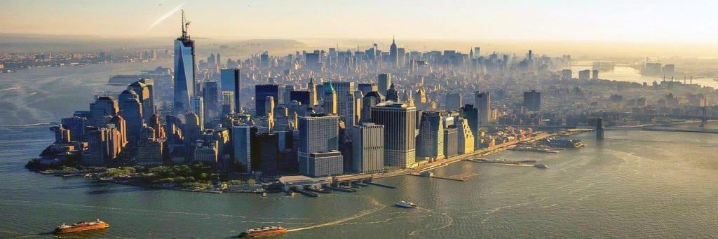 Panorama à 180° sur la Skyline de Manhattan - New-York