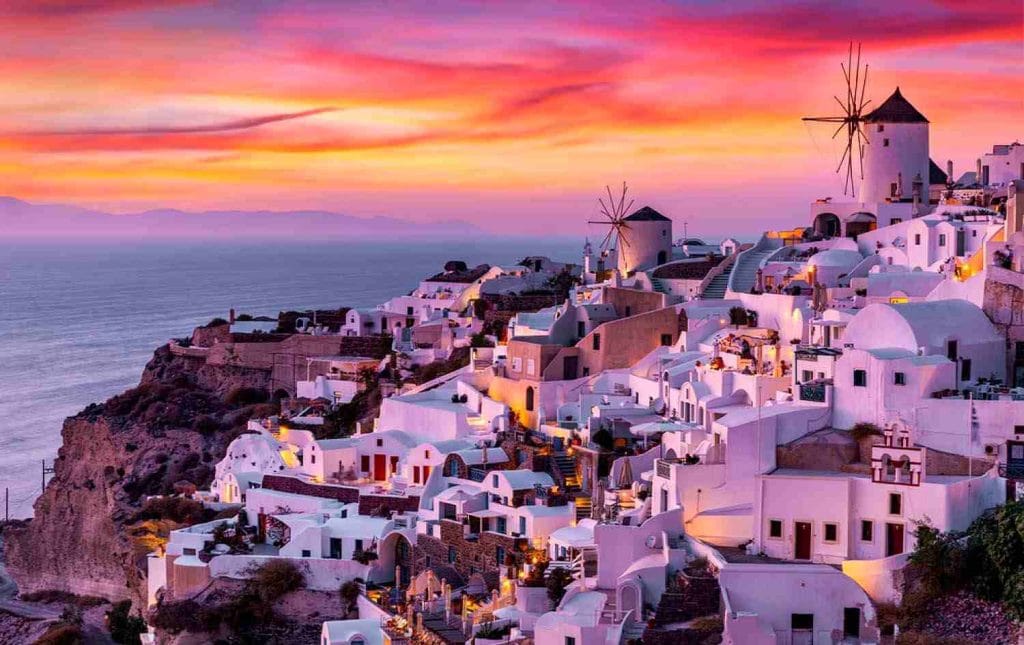 coucher de soleil santorin cyclades grèce