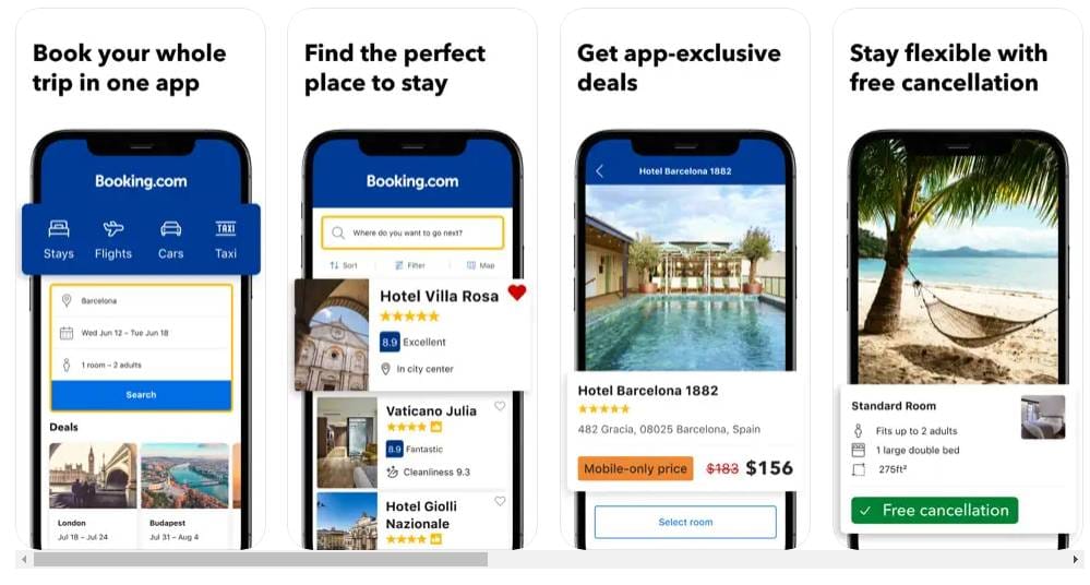 Applications indispensables pour les hébergements à Tokyo - Booking.com pour une large gamme d'options