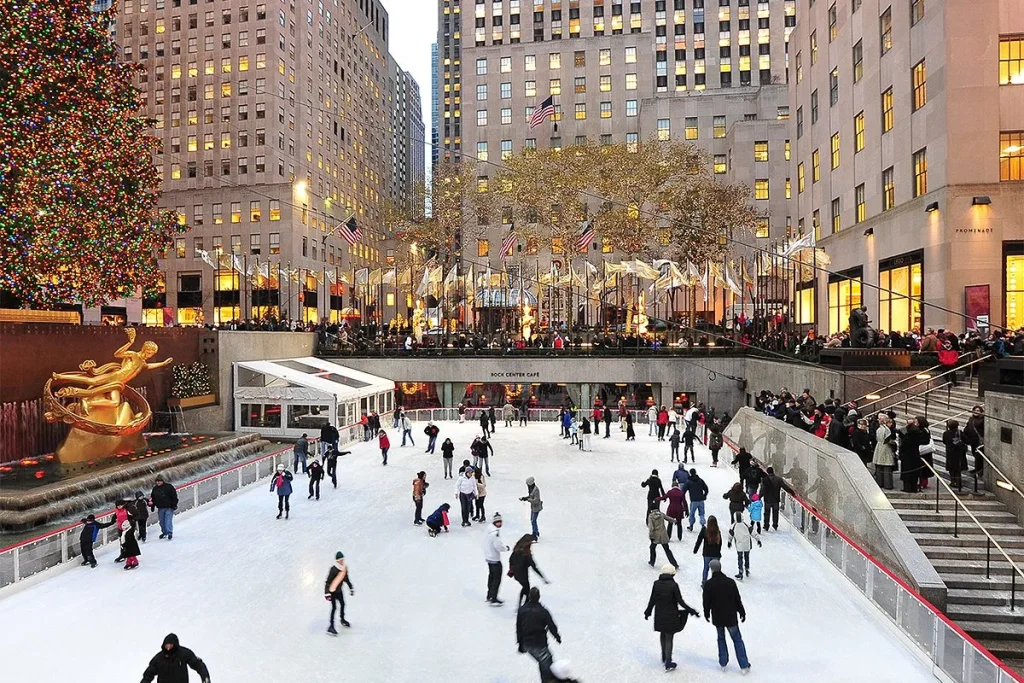 patinoire reckfeller en février à new york