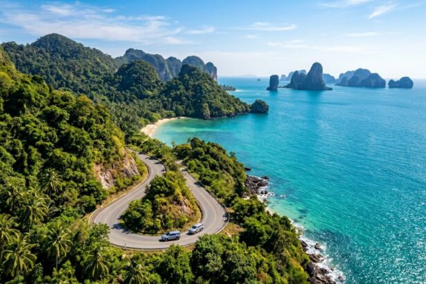 Bateau longtail vers les falaises de Krabi lors d un itinéraire en Thaïlande en famille
