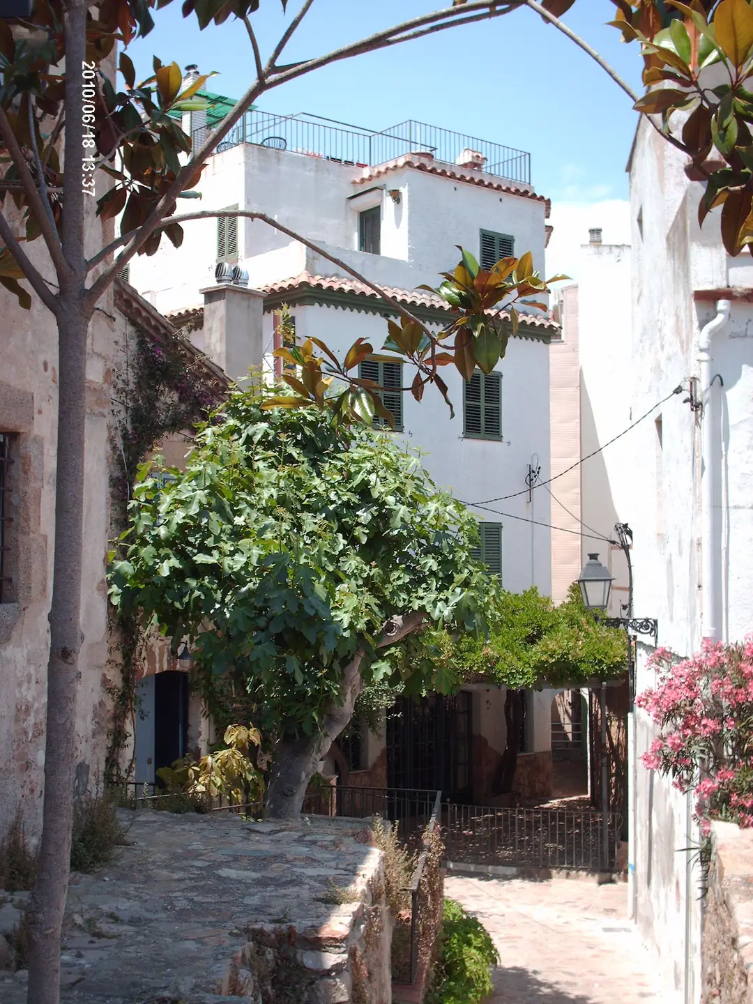 Tossa de Mar : la seule ville fortifiée médiévale de la Costa Brava 2 Une ruelle en escalier de Tossa de Mar, bordée de murs de pierre et de fleurs